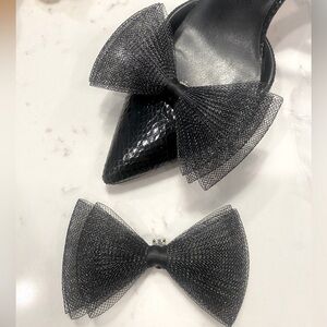 💘SALE 3x19 black mesh bow show clip